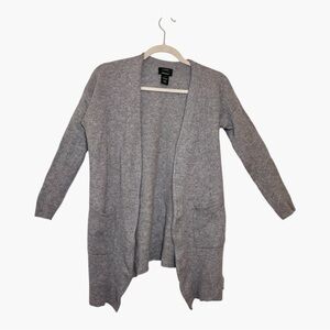 Halogen Gray Cashmere Blend Open Front Cardigan Minimalist Quiet Luxury XS